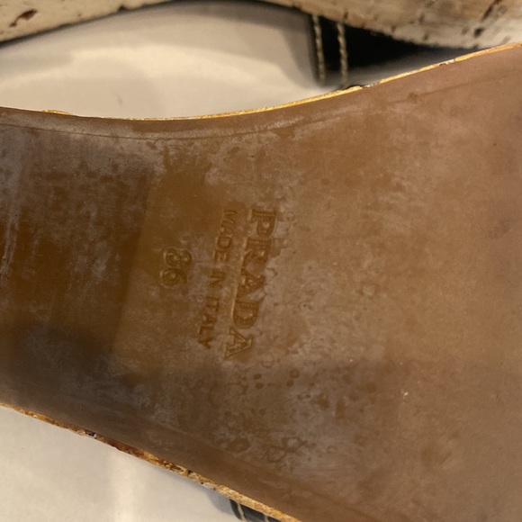 Prada Black Patent Platform Cork Heels Shoes Size 36 - Picture 9 of 10